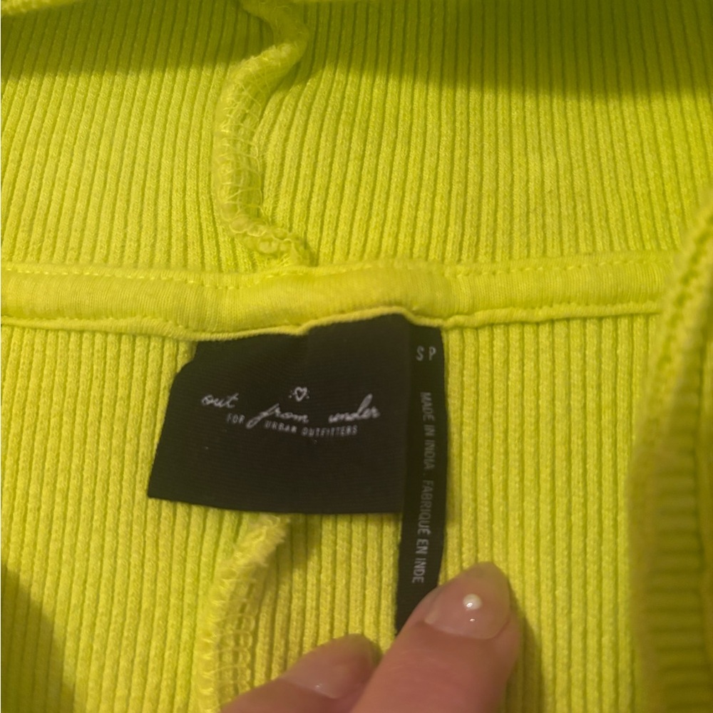 Urban Outfitters Lime Green Ribbed Zip-Up - Picture 5 of 6
